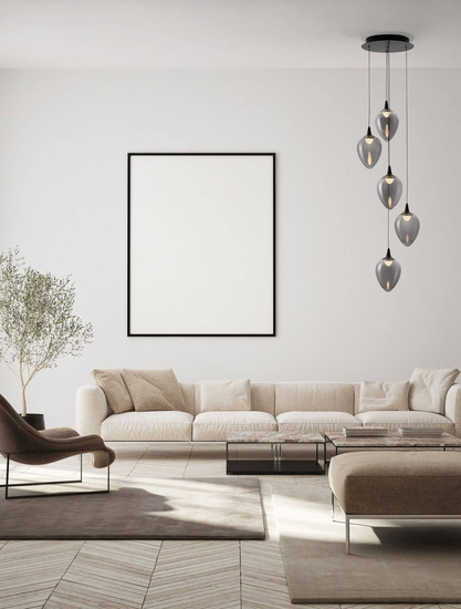 Nova Luce LED Pendelleuchte Nali dimmbar 30W warmweiss 3000K Rauchgrau Schwarz Glas Metall Ø35cm 9416975