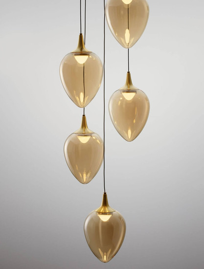 Nova Luce LED Pendelleuchte Nali dimmbar 30W warmweiss 3000K Messinggold Schwarz Champagner Glas Metall Ø35cm 9416976