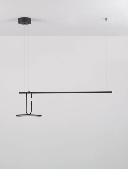 Nova Luce LED Pendelleuchte Gea dimmbar 22W warmweiss 3000K Schwarz Aluminium 100x30cm 9501209