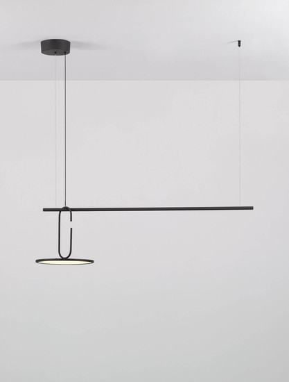 Nova Luce LED Pendelleuchte Gea dimmbar 22W warmweiss 3000K Schwarz Aluminium 100x30cm 9501209