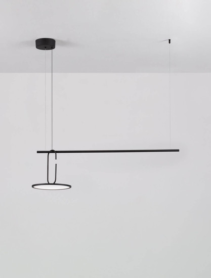 Nova Luce LED Pendelleuchte Gea dimmbar 22W warmweiss 3000K Schwarz Aluminium 100x30cm 9501209