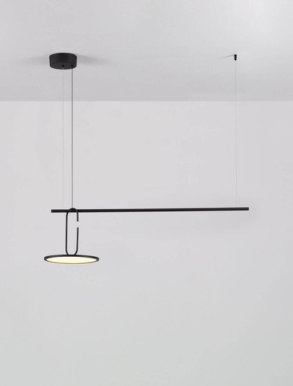Nova Luce LED Pendelleuchte Gea dimmbar 22W warmweiss 3000K Schwarz Aluminium 100x30cm 9501209