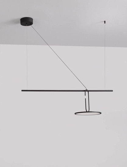 Nova Luce LED Pendelleuchte Gea dimmbar 22W warmweiss 3000K Schwarz Aluminium 100x30cm 9501209