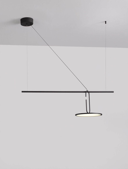 Nova Luce LED Pendelleuchte Gea dimmbar 22W warmweiss 3000K Schwarz Aluminium 100x30cm 9501209