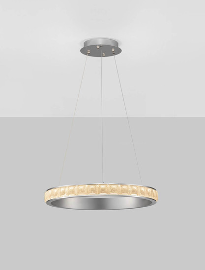 Nova Luce LED Pendelleuchte Eteken dimmbar 35W warmweiss 3000K Silber Stahl Kristall Ø60cm 9501214