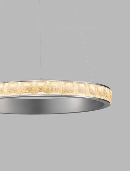 Nova Luce LED Pendelleuchte Eteken dimmbar 35W warmweiss 3000K Silber Stahl Kristall Ø60cm 9501214