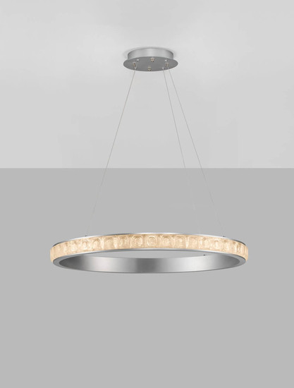 Nova Luce LED Pendelleuchte Eteken dimmbar 45W warmweiss 3000K Silber Stahl Kristall Ø80cm 9501215
