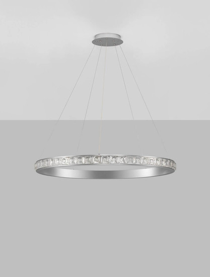 Nova Luce LED Pendelleuchte Eteken dimmbar 60W warmweiss 3000K Silber Stahl Kristall Ø100cm 9501216