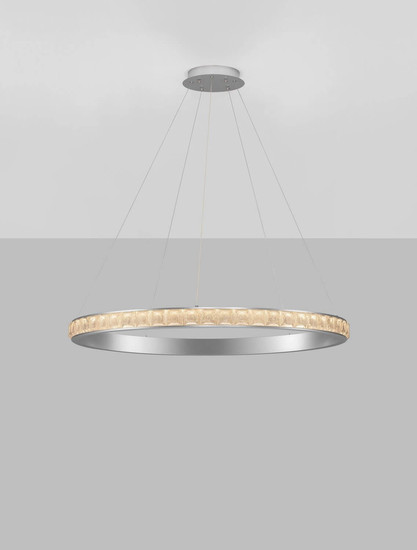 Nova Luce LED Pendelleuchte Eteken dimmbar 60W warmweiss 3000K Silber Stahl Kristall Ø100cm 9501216