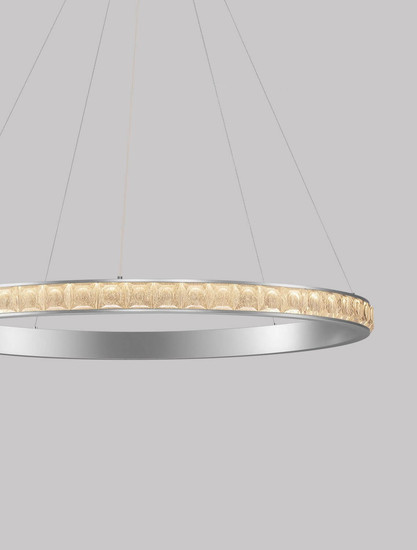 Nova Luce LED Pendelleuchte Eteken dimmbar 60W warmweiss 3000K Silber Stahl Kristall Ø100cm 9501216