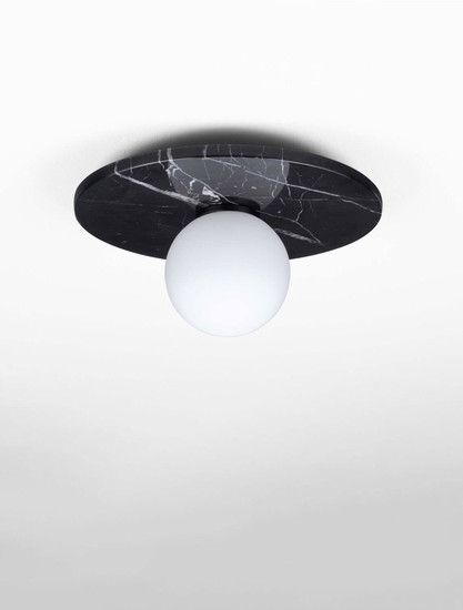 Nova Luce Deckenleuchte Idor G9 Opal Schwarz Glas Marmor Ø30cm 9501250