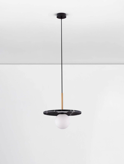 Nova Luce Pendelleuchte Idor G9 Opal Schwarz Glas Marmor Ø30cm 9501252