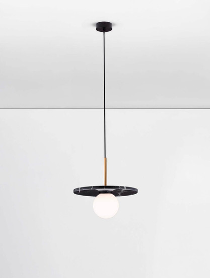 Nova Luce Pendelleuchte Idor G9 Opal Schwarz Glas Marmor Ø30cm 9501252