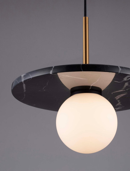 Nova Luce Pendelleuchte Idor G9 Opal Schwarz Glas Marmor Ø30cm 9501252