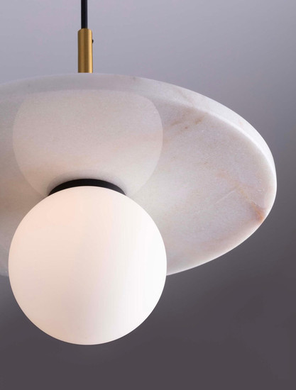 Nova Luce Pendelleuchte Idor G9 Opal Weiß Glas Marmor Ø30cm 9501253