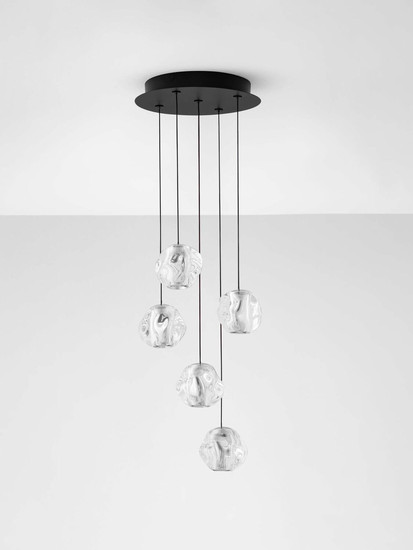 Nova Luce LED Pendelleuchte Ifos dimmbar 25W warmweiss 3000K Schwarz Chrom Metall Ø30cm 9511012