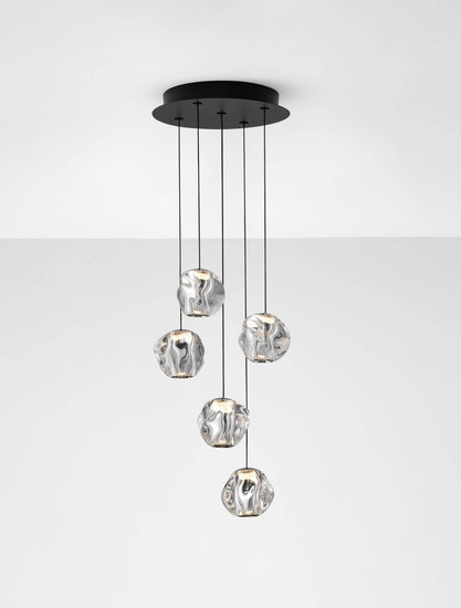 Nova Luce LED Pendelleuchte Ifos dimmbar 25W warmweiss 3000K Schwarz Chrom Metall Ø30cm 9511012