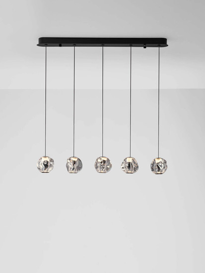 Nova Luce LED Pendelleuchte Ifos dimmbar 25W warmweiss 3000K Schwarz Chrom Metall 84x10cm 9511013