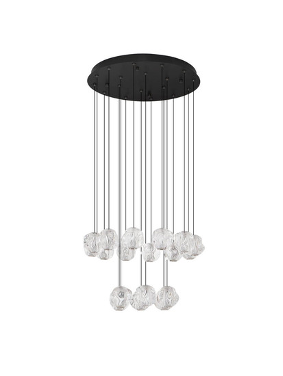 Nova Luce LED Pendelleuchte Ifos dimmbar 87W warmweiss 3000K Schwarz Chrom Metall Ø60cm 9511015