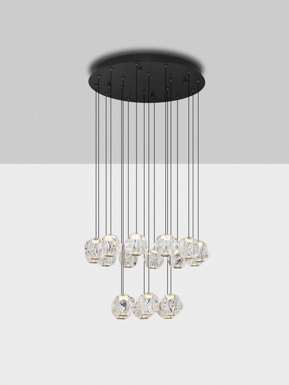 Nova Luce LED Pendelleuchte Ifos dimmbar 87W warmweiss 3000K Schwarz Chrom Metall Ø60cm 9511015