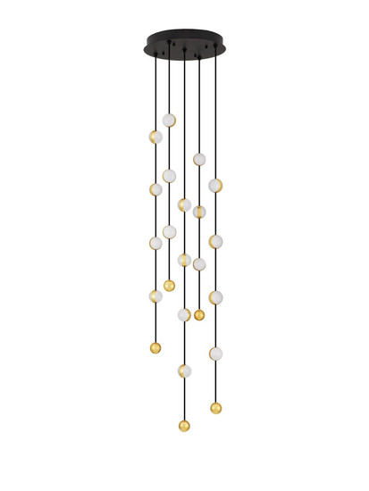 Nova Luce LED Pendelleuchte Alcinoe dimmbar 64W warmweiss 3000K Schwarz Gold Aluminium Ø38cm 9511018