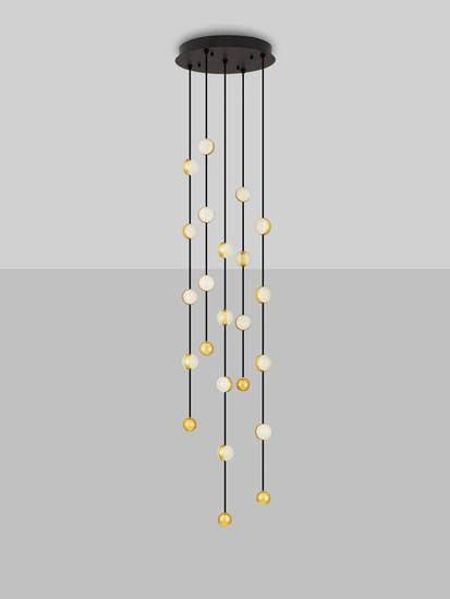 Nova Luce LED Pendelleuchte Alcinoe dimmbar 64W warmweiss 3000K Schwarz Gold Aluminium Ø38cm 9511018