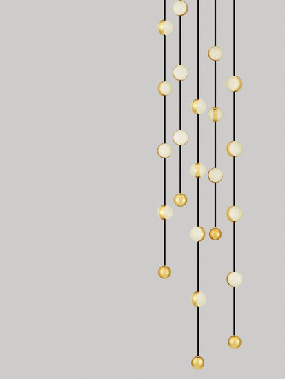 Nova Luce LED Pendelleuchte Alcinoe dimmbar 64W warmweiss 3000K Schwarz Gold Aluminium Ø38cm 9511018