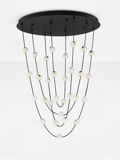 Nova Luce LED Pendelleuchte Alcinoe dimmbar 102W warmweiss 3000K Schwarz Gold Aluminium Ø84cm 9511019