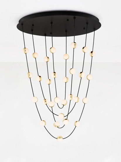 Nova Luce LED Pendelleuchte Alcinoe dimmbar 102W warmweiss 3000K Schwarz Gold Aluminium Ø84cm 9511019