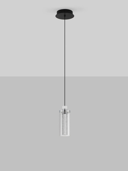 Nova Luce LED Pendelleuchte Lune 9W warmweiss 3000K Schwarz Chrom Stahl Glas Ø14cm 9520010