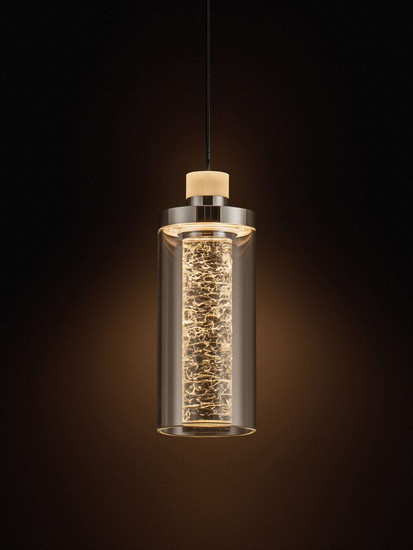 Nova Luce LED Pendelleuchte Lune 9W warmweiss 3000K Schwarz Chrom Stahl Glas Ø14cm 9520010