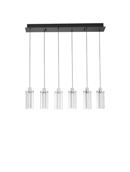 Nova Luce LED Pendelleuchte Lune dimmbar 44W warmweiss 3000K Schwarz Chrom Stahl Glas 81x20cm 9520012