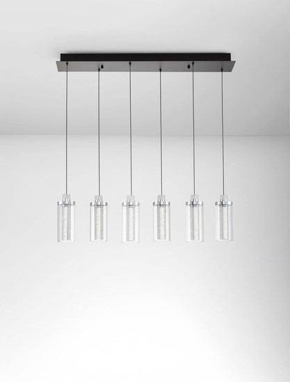 Nova Luce LED Pendelleuchte Lune dimmbar 44W warmweiss 3000K Schwarz Chrom Stahl Glas 81x20cm 9520012