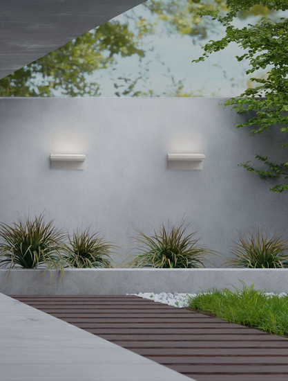 Nova Luce LED Außen-Wandleuchte Lita 6W warmweiss 3000K IP65 salzwasserfest Weiß Beton 20x12cm 9540240