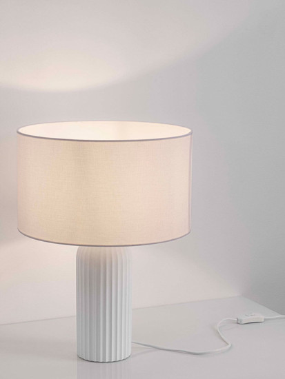 Nova Luce Tischleuchte Ammos E27 Weiß Textil Gips Ø35cm 9540243