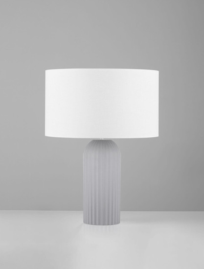 Nova Luce Tischleuchte Ammos E27 Grau Weiß Textil Beton Ø35cm 9540244