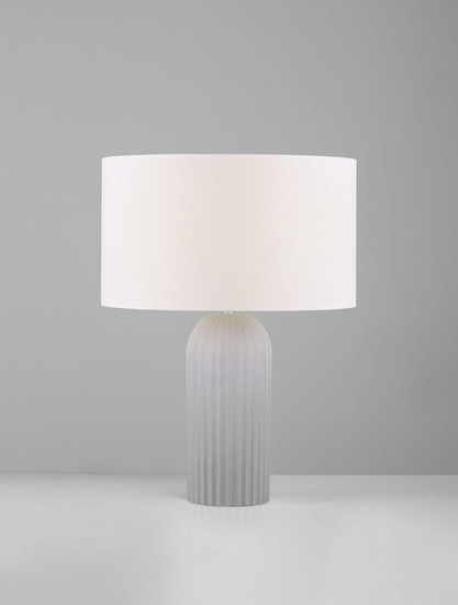 Nova Luce Tischleuchte Ammos E27 Grau Weiß Textil Beton Ø35cm 9540244