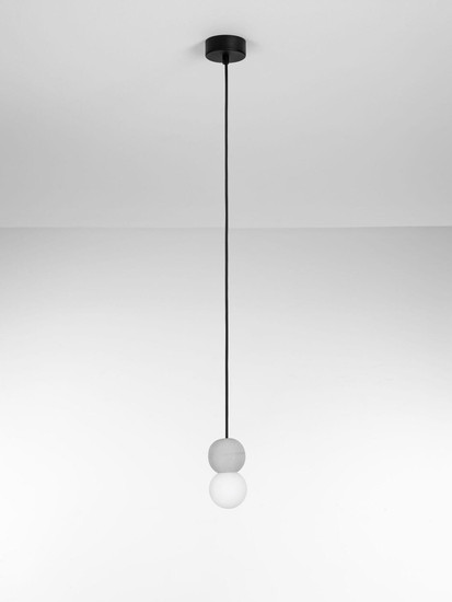 Nova Luce Pendelleuchte Zero 2-flammig 2xG9 Grau Opal Glas Beton Ø8cm 9577018