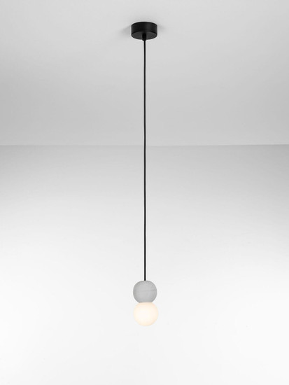 Nova Luce Pendelleuchte Zero 2-flammig 2xG9 Grau Opal Glas Beton Ø8cm 9577018