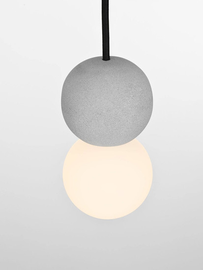 Nova Luce Pendelleuchte Zero 2-flammig 2xG9 Grau Opal Glas Beton Ø8cm 9577018