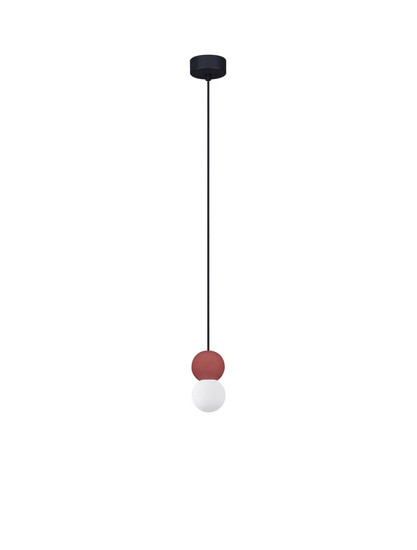 Nova Luce Pendelleuchte Zero 2-flammig 2xG9 Rot Opal Glas Beton Ø8cm 9577019