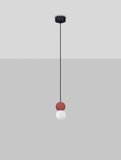 Nova Luce Pendelleuchte Zero 2-flammig 2xG9 Rot Opal Glas Beton Ø8cm 9577019