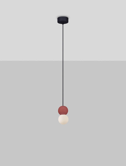 Nova Luce Pendelleuchte Zero 2-flammig 2xG9 Rot Opal Glas Beton Ø8cm 9577019