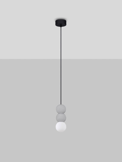 Nova Luce Pendelleuchte Zero 3-flammig 3xG9 Grau Opal Glas Beton Ø8cm 9577021