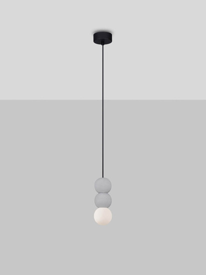 Nova Luce Pendelleuchte Zero 3-flammig 3xG9 Grau Opal Glas Beton Ø8cm 9577021
