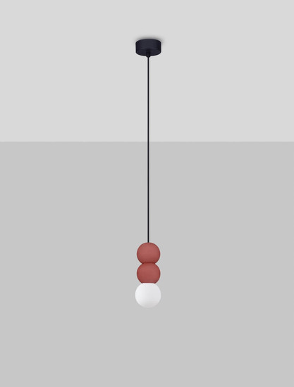 Nova Luce Pendelleuchte Zero 3-flammig 3xG9 Rot Opal Glas Beton Ø8cm 9577022