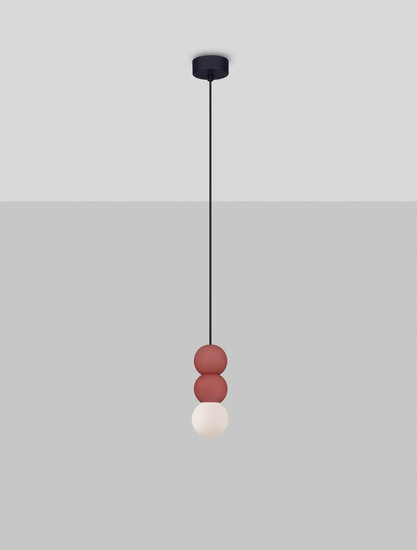 Nova Luce Pendelleuchte Zero 3-flammig 3xG9 Rot Opal Glas Beton Ø8cm 9577022