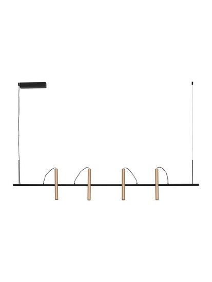 Nova Luce LED Pendelleuchte Prato dimmbar 33W warmweiss 3000K Champagnergold Schwarz Aluminium 150x9cm 9580925