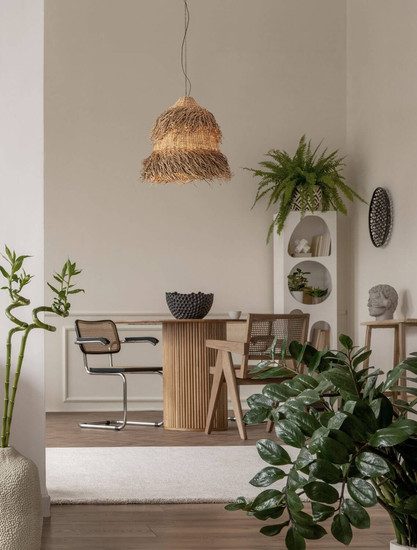 Nova Luce Pendelleuchte Hay 3-flammig 3xE27 Natur Rattan Ø55cm 9586514