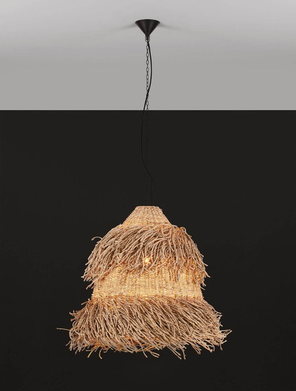 Nova Luce Pendelleuchte Hay 3-flammig 3xE27 Natur Rattan Ø55cm 9586514